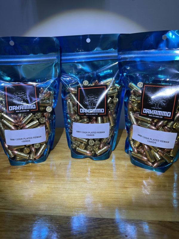 9MM 135GR Plated Reman Brass 150Rds/500Rds Made In America!
